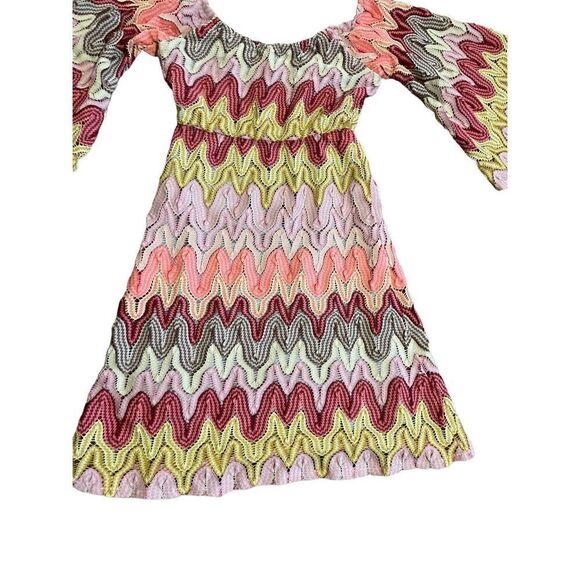 Judith March multicolor textured bell sleeve dress hippie boho sz S - Picture 6 of 11